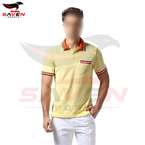 Wholesale Custom Mens <b>Polo</b> <b>Shirt</b> Short Sleeve <b>Yellow</b> Contrast Trim Custom Printed Logo OEM ODM Service Men Casual <b>Shirts</b> - Product Image 4