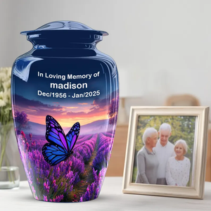 Urna Funeraria de Metal con Diseño de Mariposa para Cenizas de Adultos, Recipiente Conmemorativo para Cremación, Suministro Funerario Personalizado - Product Image 1