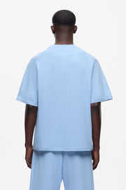 mens light blue baby blue <b>plain</b> solid blank raglan sleeve relaxed fit short sleeve <b>tshirt</b> crewneck basic tee top - Product Image 5