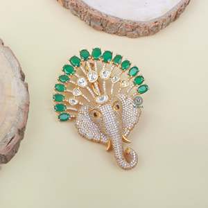 Darsh Moissanite Designer <b>Brooch</b> <b>Pin</b> with Pearl and Crystal Accents - Product Image 2