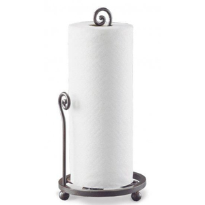 Antique Embossed Metal <b>Paper</b> Towel Holder Standing <b>Kitchen</b> Roll Stand Stainless Steel Finish For Countertop Organization - Product Image 4
