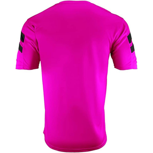 Maillot de football unisexe rose à col en V et manches courtes, en polyester anti-humidité, coupe classique, toutes saisons, couleur unie, personnalisable sur le devant - Product Image 3