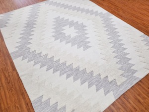Tapis rectangulaire en laine acrylique à motif géométrique, tissage plat, réversible, style bohème, pour salon, usage domestique - Product Image 3