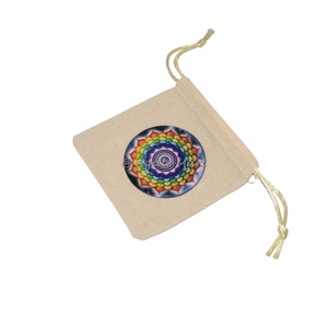 Sac d'emballage de cadeau imprimé de message et de conception personnalisés de cordon de coton de qualité supérieure Shree Yantra Mandala sac imprimé - Product Image 3