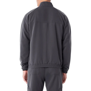 Blouse médicale en jersey Spandex/Polyester de haute qualité, design veste côtelée à manches longues avec fermeture éclair, uniforme chaud à boutons-pression sur le devant pour hommes, hôpital - Product Image 2