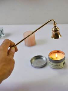 Brass <b>Candle</b> Snuffer with Flower Top and Ornate Handle for Taper and Pillar <b>Candles</b> - Product Image 3