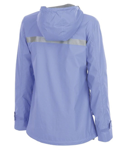 Veste de randonnée imperméable grise pour femme, à capuche, manches longues, coupe classique, longueur normale, fermeture éclair, décoration à lignes brillantes - Product Image 6