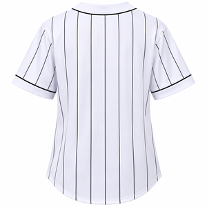Camiseta de Béisbol Blanca a Rayas para Mujer, Manga Corta, Cierre de Botones, Transpirable, Uniforme Deportivo - Product Image 2