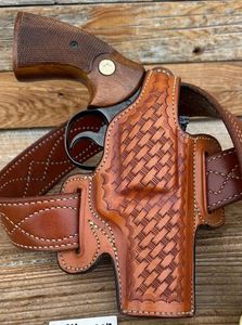 2026 Meilleures ventes Étui de ceinture en cuir Western tressé gaufré fait main pour port dissimulé, tailles personnalisées - Product Image 5