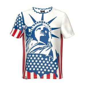 เสื้อยืดคอกลมสีดำขาวลายพิมพ์ตัวอักษรสไตล์สตรีทแขนสั้นทรงปกติผ้าคอตตอนเจอร์ซีย์สำหรับผู้ชาย - Product Image 3