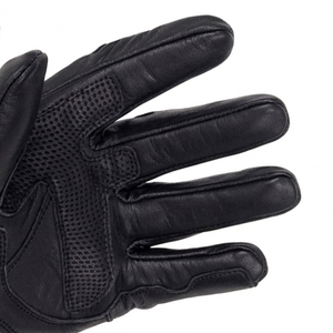 Gants de moto en cuir noir et rouge respirants à doigts complets avec sangle de poignet auto-agrippante - Product Image 4