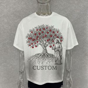 ผู้ผลิตเสื้อผ้าตามสั่ง เสื้อยืดพิมพ์ลาย DTG ผ้าฝ้าย 100% เนื้อหนา ทรงโอเวอร์ไซส์ ทรงบ็อกซี่ เสื้อยืดประดับเพชร สำหรับผู้ชาย - Product Image 6