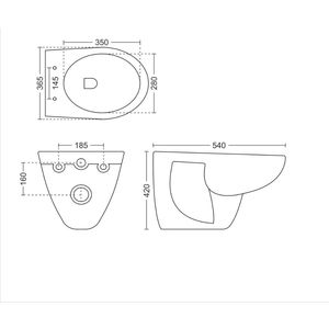 WC mural élégant et moderne de forme fusionnelle, 540x365x420mm, en céramique, pour salle de bain commerciale. - Product Image 4