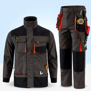 Conjunto de Uniforme de Trabajo Unisex de Microfibra Impermeable y Resistente a la Abrasión, Chaqueta y Pantalones de Trabajo con Bolsillos para Herramientas para Uso en Construcción - Product Image 1