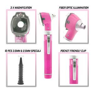 Ensemble d'otoscopes de poche couleur rose, diagnostic portable, éclairage LED lumineux, outils d'examen médical compacts - Product Image 2