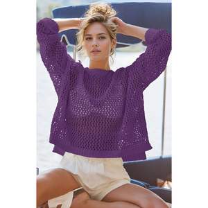 2025 Women's <b>Long</b> <b>Sleeve</b> Crochet Sweaters <b>Swim</b> Beach Cover <b>Tops</b> for Fall Swimsuit Cover Ups - Product Image 3