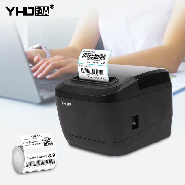 YHD-330B 80mm Thermal Label Printer with USB/LAN/RS232/BT/WIFI Interfaces, Compatible with Windows/Linux/Android/iOS
