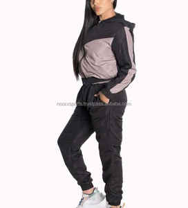 Custom Lightweight <b>Zipper</b> <b>Jacket</b> and Pant Set Ladies Wholesale Windbreaker Waterproof Nylon Tracksuit Set For Women - Product Image 2