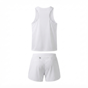 Men's White Solid Color Tank <b>Top</b> Set Crew Neck Sleeveless Quick Dry Sporty Summer Workout Shorts Athletic Wear - Product Image 5