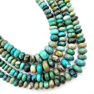 Perles de pierres précieuses en turquoise naturelle de Kingman, perles rondes graduées de 4x2 à 10x5 mm, perles de cristal en vrac pour la fabrication de bijoux, 16 brins - Product Image 2