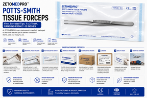 Pinzas para tejidos POTTS-SMITH con puntas finas dentadas 1x2 dientes ZETOMEDPRO - Product Image 5