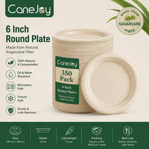 Eco-friendly Bagasse <b>Disposable</b> <b>Plates</b> Compostable & Biodegradable Microwave & Freezer Safe 6 Inch Round Snack & Dessert <b>Plates</b> - Product Image 5