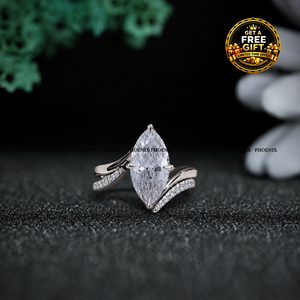 Phoenix Enterprise Marquise Cut Moissanite <b>Solitaire</b> Engagement <b>Ring</b> Rhodium Plated 925 Sterling <b>Silver</b> Prong Setting Classic - Product Image 3