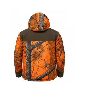 Chaqueta Acolchada con Capucha Unisex para Invierno, Estampado de Camuflaje Animal, Impermeable, Cuello Alto, Corte Regular, Naranja Marrón, Soft Shell Personalizada - Product Image 5