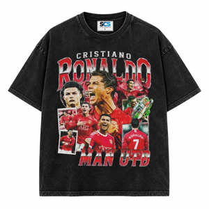 Camiseta Negra Extra Grande Personalizada para Hombre, 100% Algodón, Estampado Gráfico Vintage, Estilo Urbano, Corte Holgado - Product Image 1
