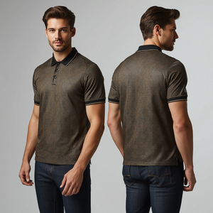 เสื้อโปโลแขนสั้นผู้ชายสีเทา ผ้าถัก สีพื้น สวมใส่สบาย ระบายอากาศได้ดี - Product Image 4