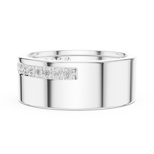 แหวนผู้ชายทองคำขาว 14K ประดับเพชรเลี้ยงในห้องปฏิบัติการ ทรงคลาสสิก ชุบโรเดียม ทรงเหลี่ยมบริลเลียนท์ ดีไซน์ชิคเหนือกาลเวลา พร้อมลายเซ็นชื่อแบรนด์ - Product Image 3