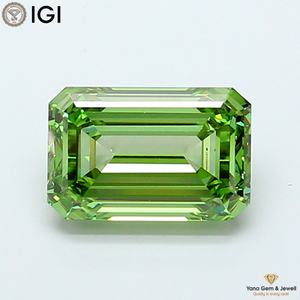 เพชรสีเขียวแฟนซีสดใส ความสะอาดระดับ VS1 น้ำหนัก 5.50 กะรัต ทรงมรกต พร้อมใบรับรอง IGI สำหรับการทำเครื่องประดับใหม่ เพชร CVD ที่เพาะเลี้ยงในห้องปฏิบัติการ - Product Image 1