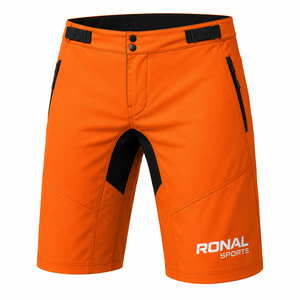 กางเกงปั่นจักรยาน BMX สีส้ม RONAL SPORTS รุ่น Unisex ทรงหลวม แห้งเร็ว ผ้าแคนวาส ความยาวสั้น พิมพ์ลายโลโก้ด้านซ้ายด้วยเทคนิค Heat-Transfer - Product Image 1