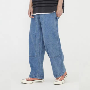 Pantalon en jean 100% coton, design personnalisé, coupe ample tendance pour homme, jambe droite, décontracté, respirant, léger, été, automne, hiver - Product Image 6