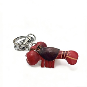 Genuine Leather Eco-Friendly Vegetable-Tanned Lobster Keychain Creative Animal Shape High Quality Customized <strong>Key</strong> <strong>Ring</strong> <strong>Bag</strong> - Product Image 2