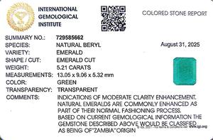 Esmeralda Octogonal Verde de 5.21 Quilates de Zambia - Product Image 6