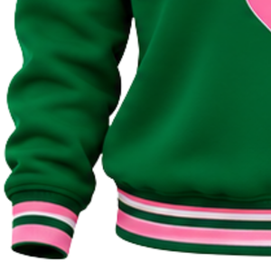 เสื้อสเวตเชิ้ตผู้หญิงลายกราฟิก Winter Green Women Sisterhood คอถักแบบริบ ปลายแขนและชายเสื้อสีชมพู ดีไซน์ตัวอักษรสีชมพู แขนยาว สไตล์ลำลอง คอกลม - Product Image 3