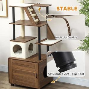 Lussuoso Tiragraffi Grande per Gatti in Legno Massello, Moderno e di Stile Contemporaneo, con Cuccia Interna per Gatti, Ideale per Arrampicarsi e Giocare - Product Image 4