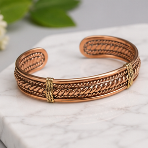 Premium <b>Rope</b> Wrapped Brass Accent Open Cuff Copper Therapy <b>Bracelet</b> Fashionable Metal Jewelry Exquisite Craftsmanship - Product Image 4