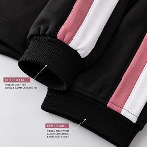 Ensemble de survêtement personnalisé pour femmes, sweat-shirt à capuche et pantalon de survêtement deux pièces, rayures contrastées, streetwear, vêtements de sport, ensemble décontracté pour femmes - Product Image 5