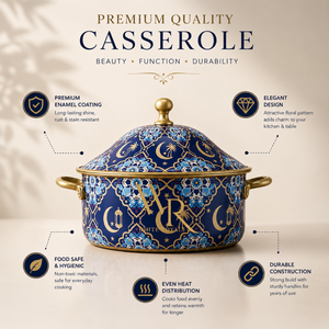 White Royals Premium Insulated Steel Casserole with <b>Lid</b> Arabic Blue Floral Hot <b>Pot</b> Thermal Food Warmer Kitchen Serving Cookware - Product Image 5
