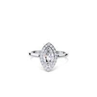 Bague de fiançailles et de mariage en diamant de laboratoire certifié IGI, taille marquise, 1 carat, avec halo, en argent sterling 925 massif