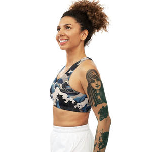 Sujetador deportivo de yoga para mujer, con logo personalizado, ecológico, tallas grandes, a prueba de golpes, de alto soporte, estilo deportivo, con contraste de color, para gimnasio, sin ajuste, doble. - Product Image 3