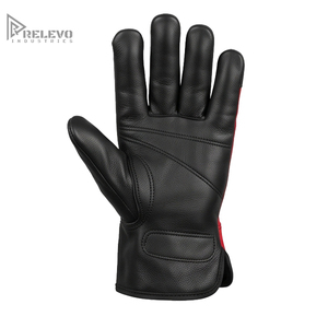 Guantes de Motocicleta Personalizados OEM de Lona y Cuero, Cuero Granulado Negro, Palma Reforzada, Protección Acolchada en los Nudillos, Puño Extendido para Mayor Seguridad - Product Image 4