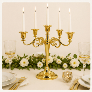 Wholesale 5-Arm Gold Metal Candelabra Table Centerpieces Elegant European Style <b>Brass</b> <b>Candle</b> <b>Holder</b> for Wedding and Event Decor - Product Image 5