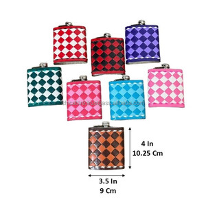 Botella de Whisky de Bolsillo de Cuero Genuino Hecha a Mano con Diseño a Cuadros, de Acero Inoxidable, para Hombre y Mujer, Modelo Premium 2026, de Gran Venta - Product Image 2