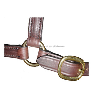 Harnais de cheval en cuir brun de haute qualité avec double couture et attaches en laiton solides et réglables, harnais de course Havana. - Product Image 3