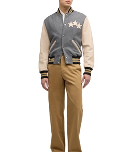 Veste universitaire en laine personnalisée en usine manteau d'hiver manches en cuir pour hommes patchs en chenille veste universitaire Letterman - Product Image 4