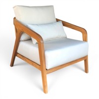 Fauteuil de salon d'hôtel en teck massif, chaise simple moderne pour projet de villa, intérieur/extérieur, export sur mesure
