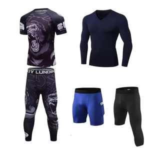 Ensemble de compression Rashguard personnalisé pour homme – T-shirt et pantalon respirants, séchage rapide, extensibles pour la gym, l'entraînement et le sport - Product Image 1